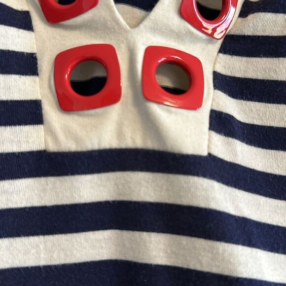 Nanette Lepore Swim Women’s Navy Blue and Ivory Striped Beach Cover-up - Size S - Picture 2 of 7